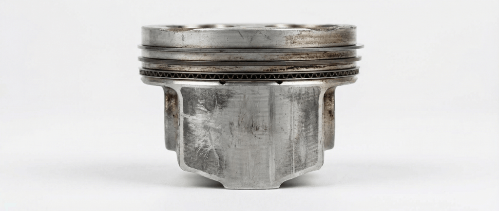 Close-up of a piston with visible wear
