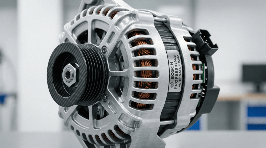 Close-up of a modern alternator